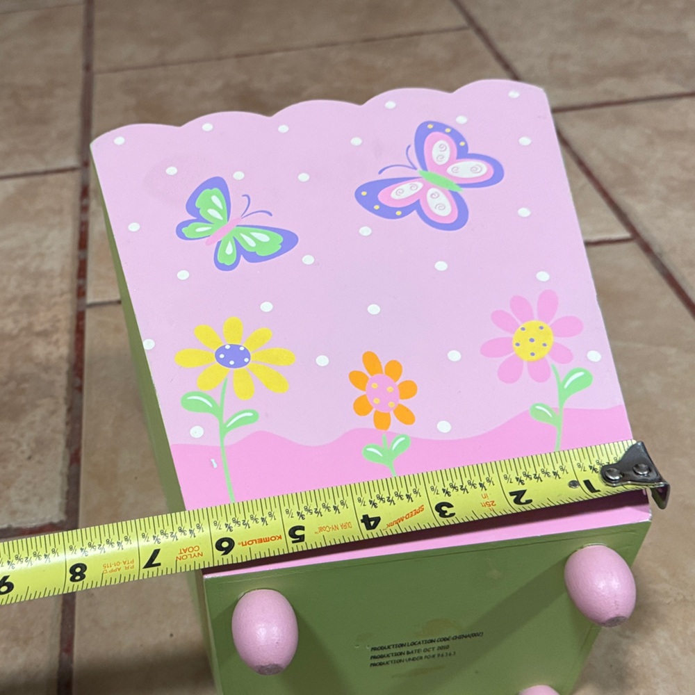 🌸 Wooden Butterfly Paper Bin / Storage Bin – Pink & Green 🌸 - Picture 4 of 4